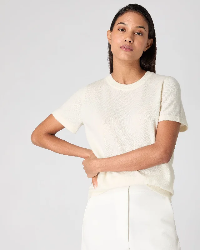 Women's Lottie Cashmere T-Shirt New Ivory WhiteButton-Up T-Shirts