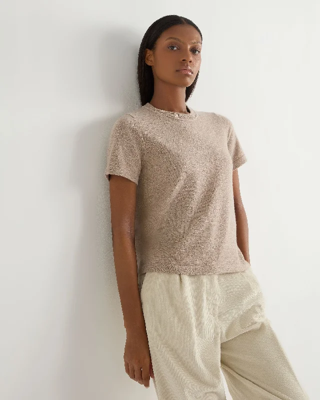 Women's Lottie Cashmere T-Shirt Oatmeal BrownSequined T-Shirts