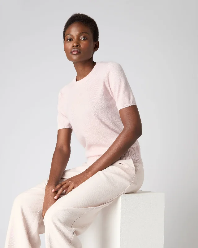 Women's Milly Classic Cashmere T-Shirt Quartz PinkBeaded T-Shirts