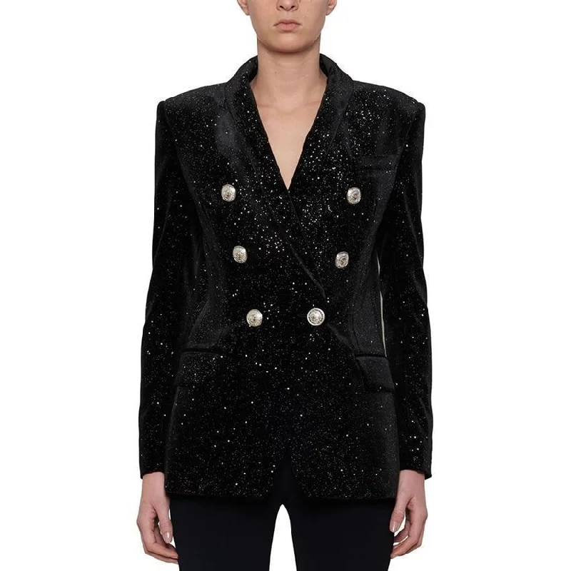 BlazerplayerWomen Blazer, Silver Glitter Velvet Blazer